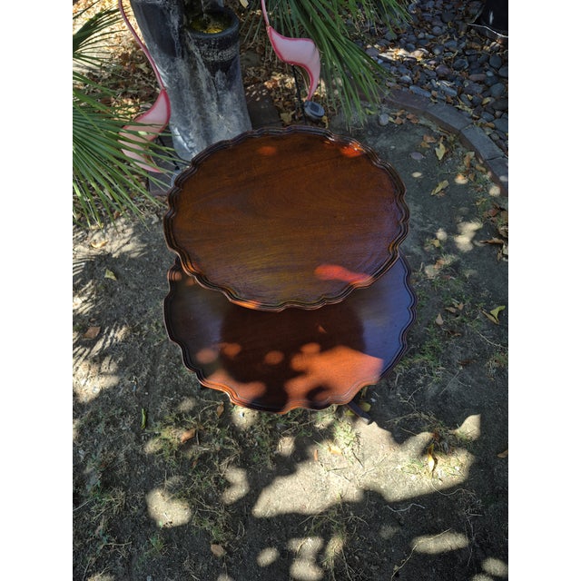 Traditional Vintage Two-Tier Mahogany Dumbwaiter Table For Sale - Image 3 of 12
