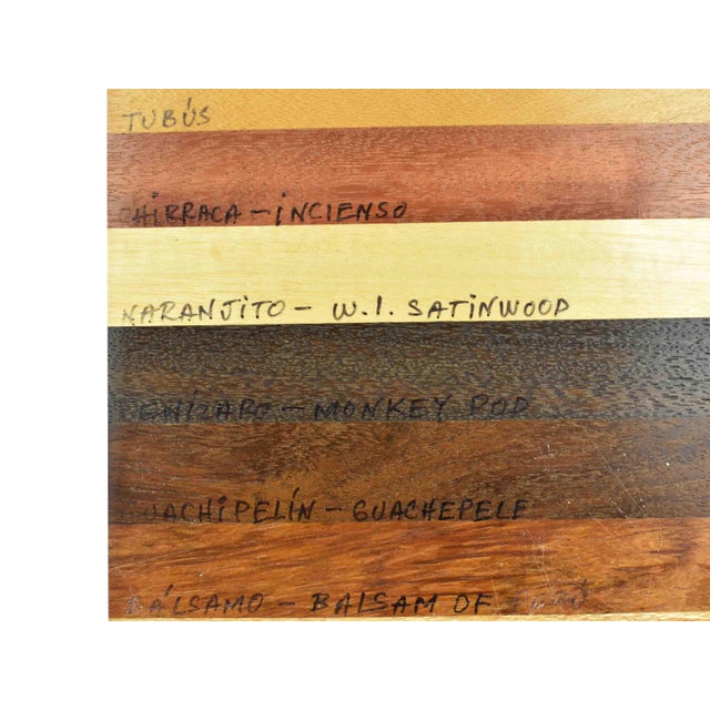1994 Handmade Costa Rican Exotic Hardwood Sampler 14 Rare Woods Board Wall Art Signed For Sale - Image 11 of 12