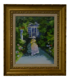Parthesius Enamel on Copper Southern Belle Framed Painting