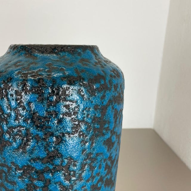 Fat Lava Blue Floor Vase from Scheurich, Germany Wgp, 1970s For Sale - Image 10 of 18