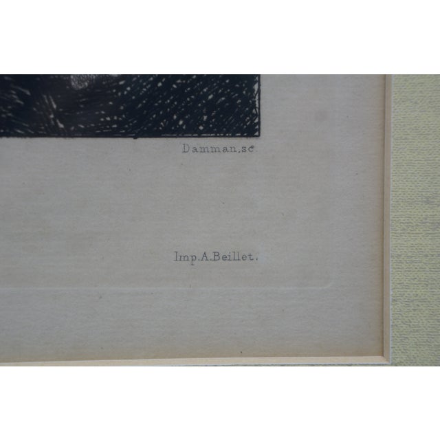 Antique French Victorian Salon De 1877 Carrier Belleuse Portrait Etching 27" For Sale - Image 13 of 14