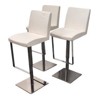 Contemporary Adjustable Swivel Bar Stools, Set of Three For Sale