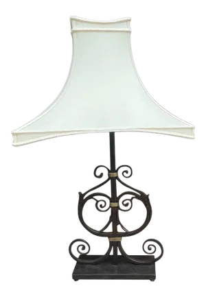 1990s Safavieh Regal Bronze Lamp With Shade