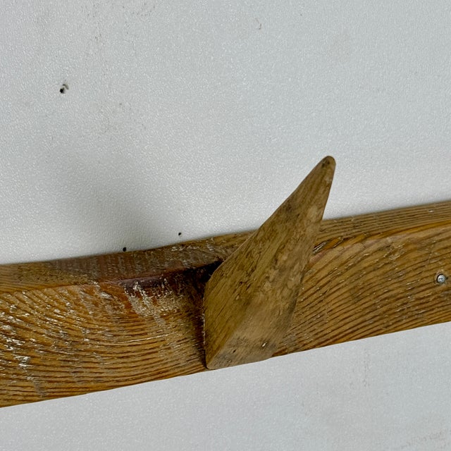 Unusual Vintage Set of 3 Wall Mounted Rustic Racks With Spike Hooks in Blond Wood For Sale In New York - Image 6 of 11