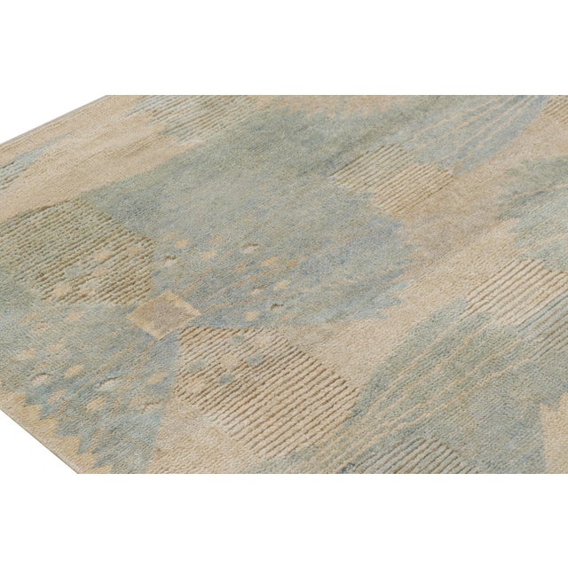 Rug & Kilim’s Modern Scandinavian Style Rug in Cream and Blue With Patterns For Sale In New York - Image 6 of 7