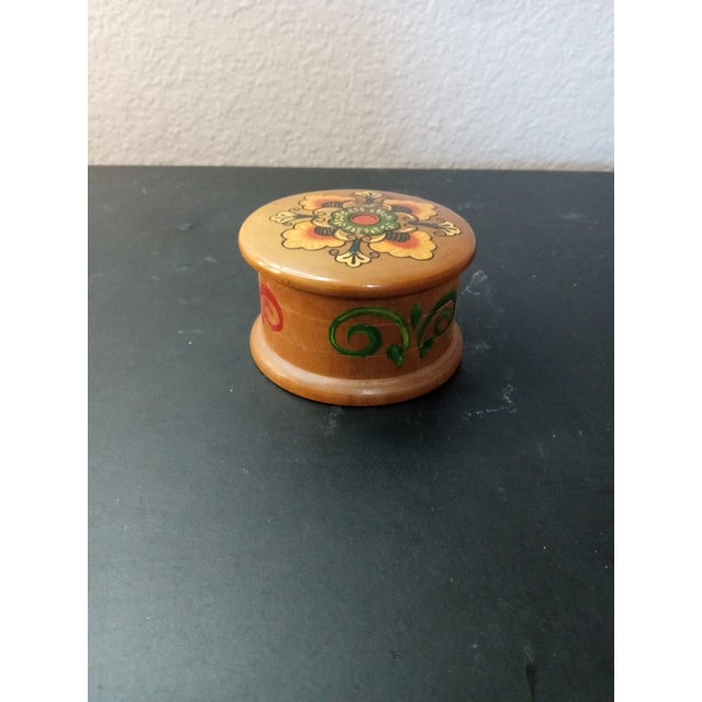 Folk Art 1970s Signed & Hand Painted Wooden Trinket Box For Sale - Image 3 of 6