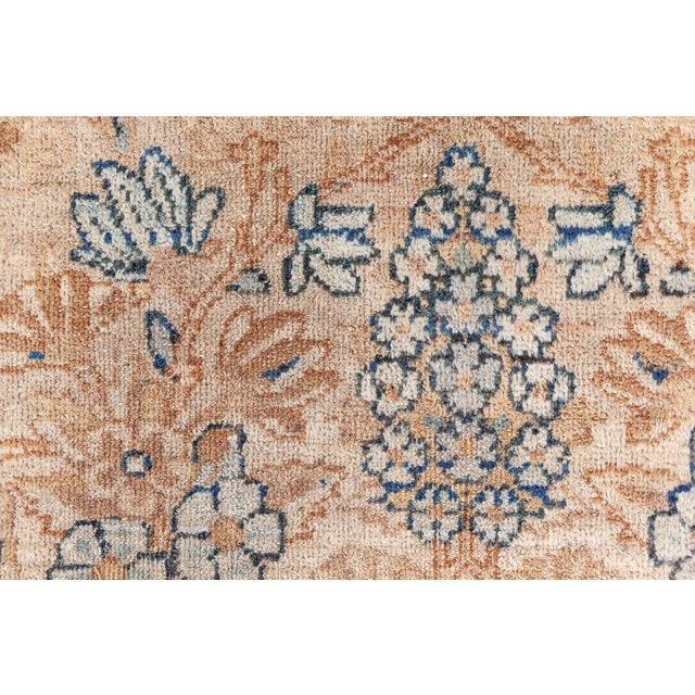 Beige Fine Antique Persian Kirman Beige, Blue, Green Handmade Wool Rug For Sale - Image 8 of 9
