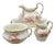 Antique W.H. Tatler Porcelain Pink Rose Flower Victorian Bath Wash Basin - 4 Pc Set For Sale