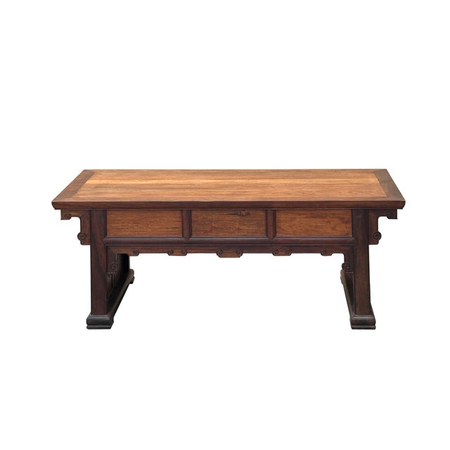 1960s Oriental Rectangular Rosewood Charm Patina 3 Drawers Coffee Table For Sale - Image 5 of 15