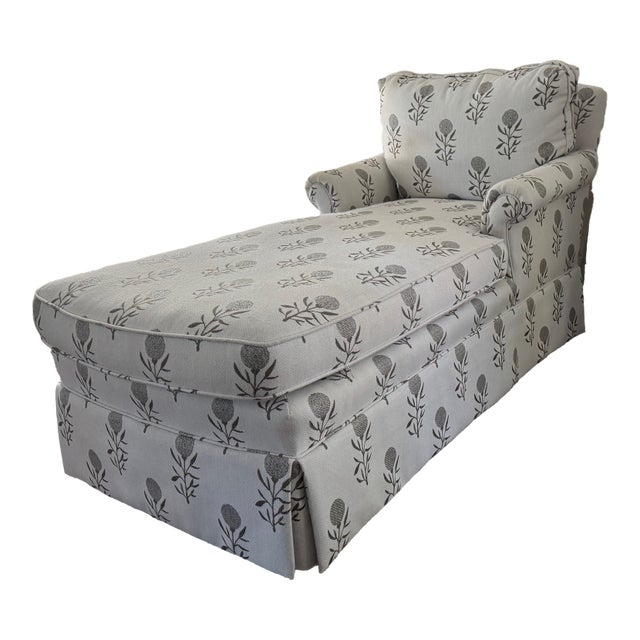 Vintage Chaise in Floral Performance Fabric For Sale