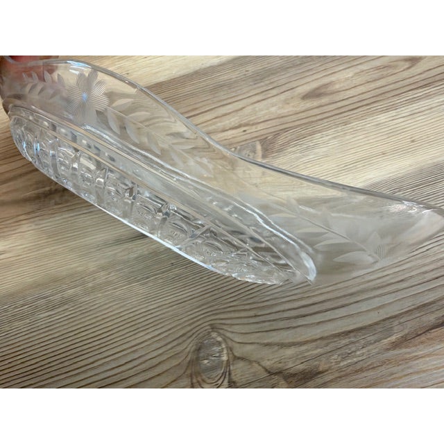 Mid 20th Century Vintage Pressed Clear Glass Oval Celery or Relish Dish For Sale - Image 5 of 11