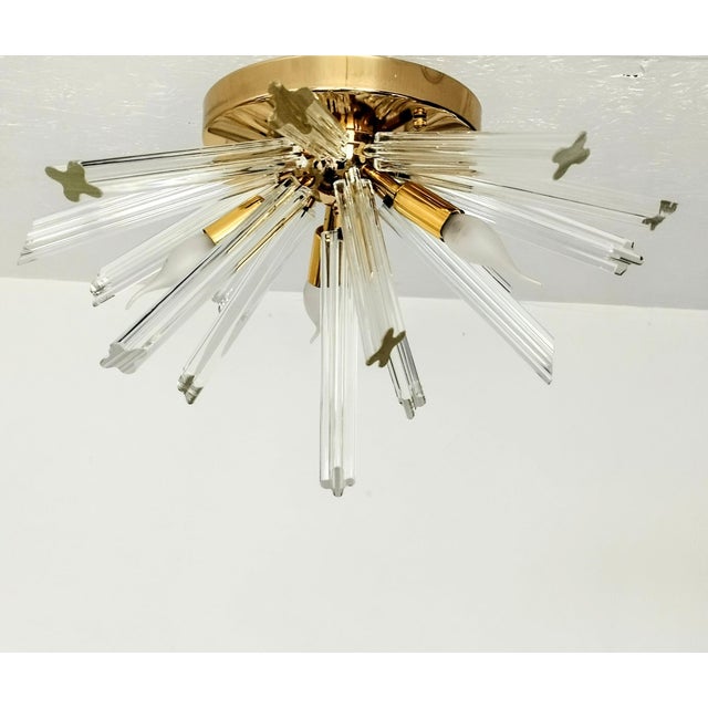 Italian Vintage Italian Murano Style Starbust Flush Mount Chandelier For Sale - Image 3 of 12