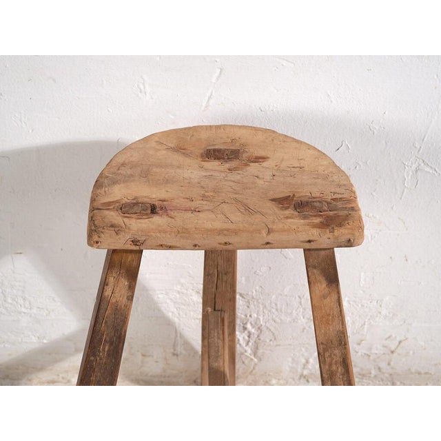 Antique Asian Stool in Elm, 1900s For Sale - Image 4 of 8