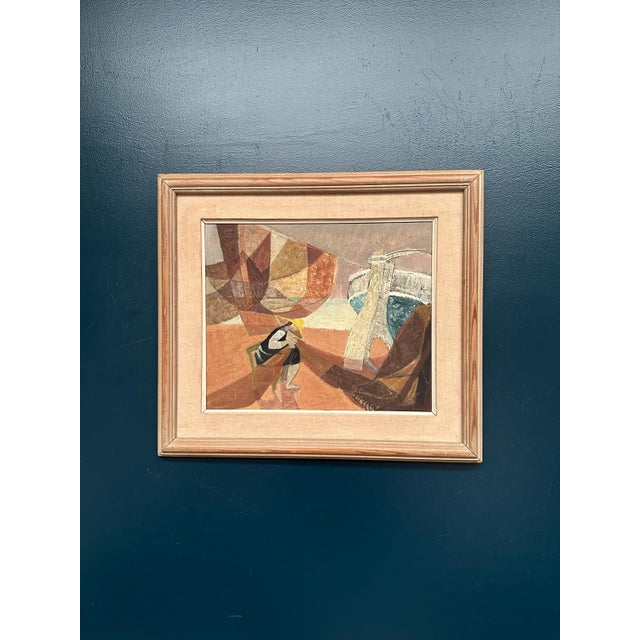 Nils Öst, Figure with Boats, 1950s, Oil Painting on Panel, Framed For Sale - Image 17 of 18