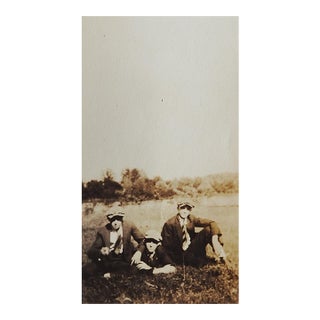 Early 20th Century Snapshot Photograph Three Guys in a Field For Sale