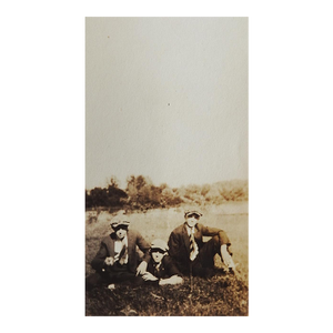 Early 20th Century Snapshot Photograph Three Guys in a Field