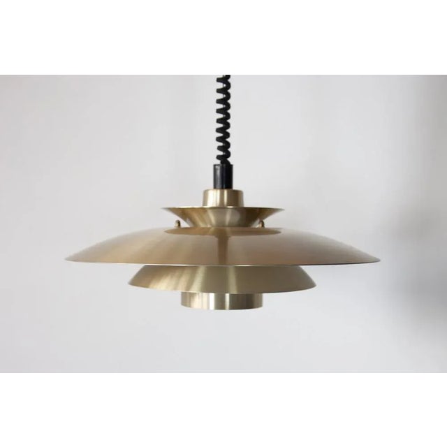 Mid-Century Modern Mid-Century Brushed Gilt Aluminium Pendant attributed to Jeka of Denmark, 1960s For Sale - Image 3 of 3