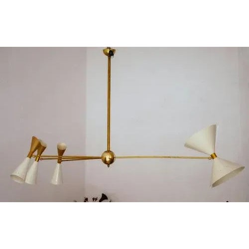 Four-Arm Brass Asymmetrical Chandelier by Silvio Piattelli For Sale - Image 11 of 13