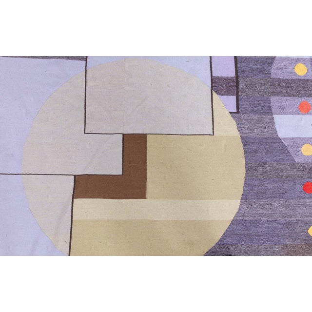 Textile Modern Deco Flat Weave Wool Runner Inspired by Frank Lloyd Wright For Sale - Image 7 of 9