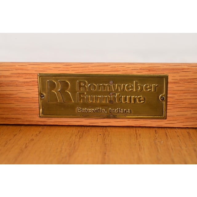 Wood Romweber Mid-Century Modern Hollywood Regency Burl Wood and Brass Executive Desk, Circa 1970s For Sale - Image 7 of 12