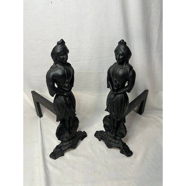Mid-Century French Cast Iron Andirons - a Pair For Sale In Buffalo - Image 6 of 6