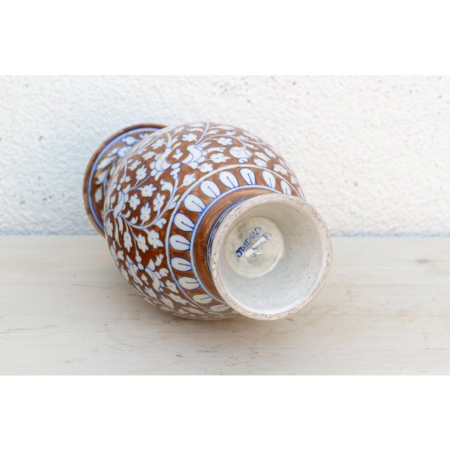 Elegant Rust & Blue Floral Vase For Sale - Image 9 of 9
