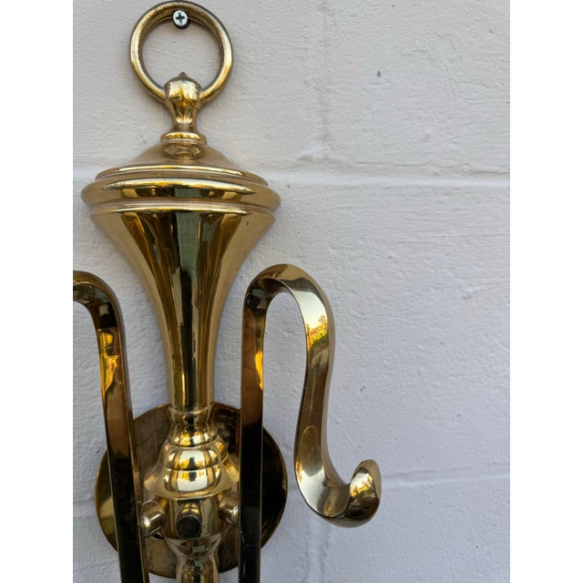 1950s Elegant Mid-Century Brass Wall Sconce With Scroll Arms For Sale In San Francisco - Image 6 of 12