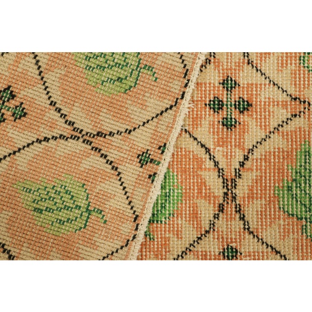 Textile Vintage Zeki Müren Runner in Peach With Green Floral Patterns From Rug & Kilim For Sale - Image 7 of 7