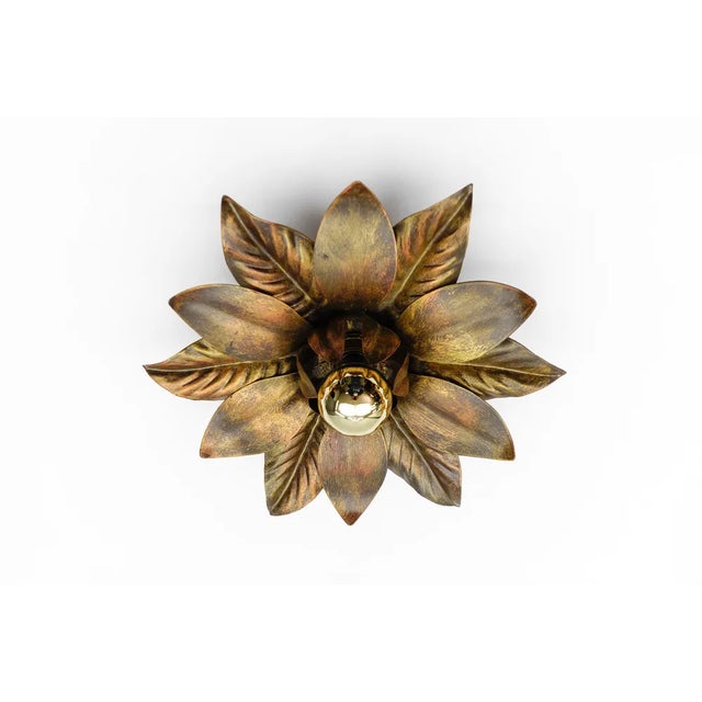Metal Florentine Gilded Wall or Ceiling Lamp by W. Müller, München, Gerrmany, 1960s For Sale - Image 7 of 13