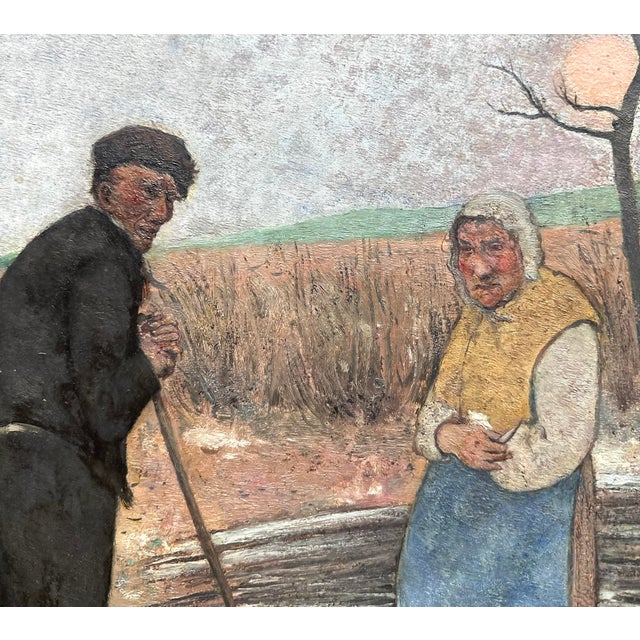 Wilhelm Schmurr, Bauern auf dem Feld, Oil on Cardboard, Düsseldorf Malkasten, Rhenish Secession For Sale - Image 3 of 9