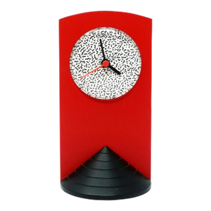 1980s Memphis Style Red Triangle Base Desk Clock