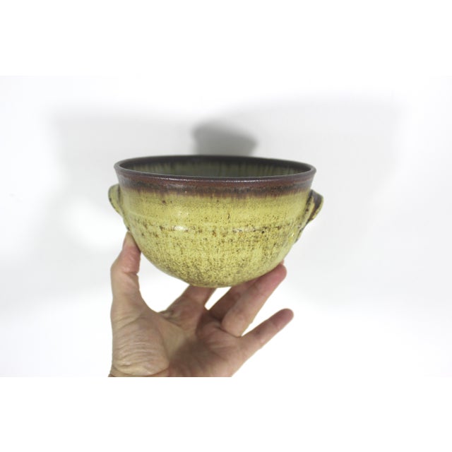 Vintage Studio Pottery Bowl With Handles For Sale - Image 10 of 11