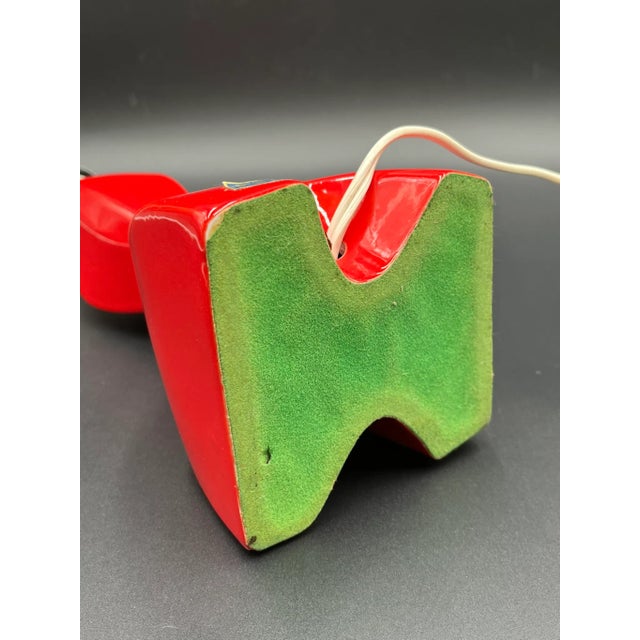 Sculptural Mid-Century Porcelain Lamp in the style of Heifetz, Space Age, Red For Sale - Image 13 of 15