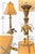 Hollywood Regency Vintage Table Lamp Gold Tone Traditional Hollywood Regency Decorative Table Lamp Vintage Lighting Floral Motif Damask Shade For Sale - Image 3 of 9