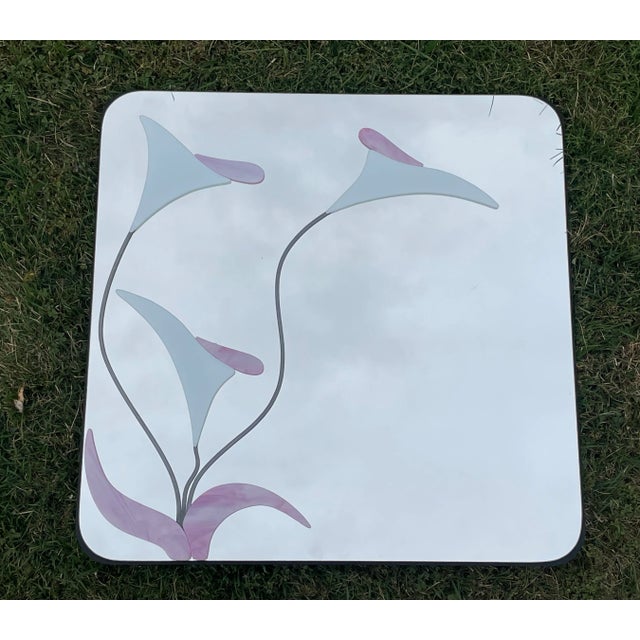 Glass 1980s Pink Lily David Marshall Style 3d Flower Mirror For Sale - Image 7 of 7