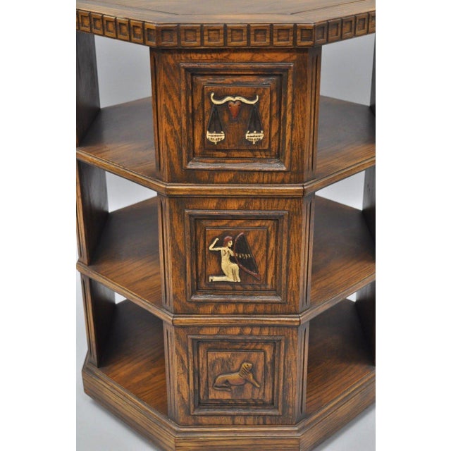 Zodiac Octagonal Revolving Bookcase Side Table | Chairish An english, walnut bookcase table, dating to the edwardian period, circa 1910.