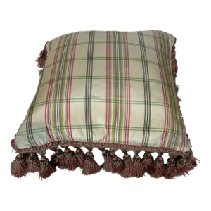 1980s Silk Taffeta Pillow With Tassel Fringe