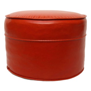 Mid-Century Modern Orange Pouf / Foot Stool / Ottoman For Sale