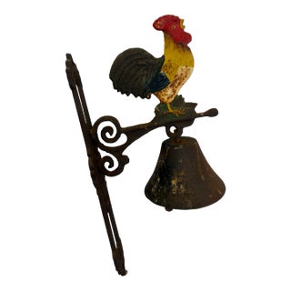 Rustic Vintage Castiron Rooster Welcome Bell For Sale