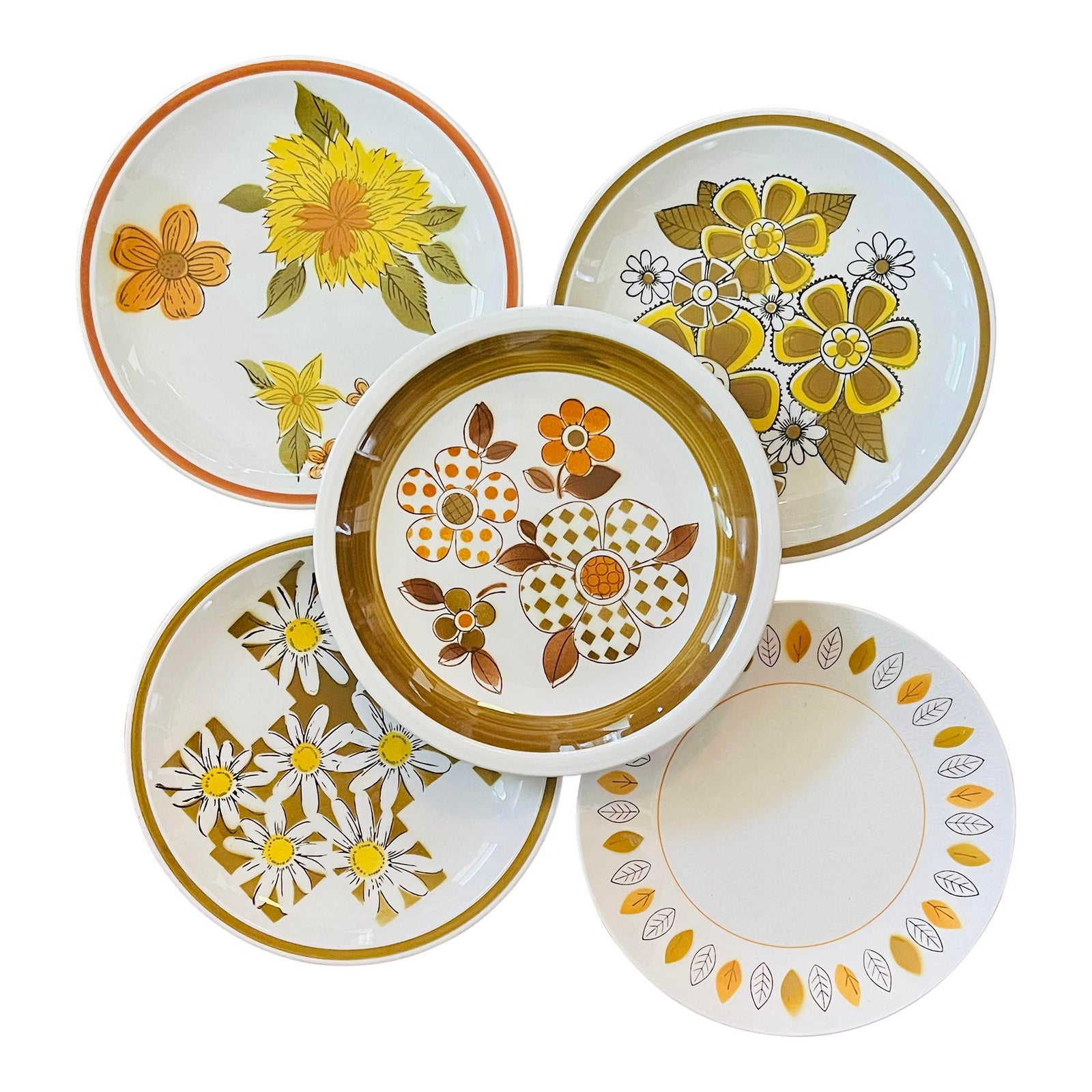 Mismatched Set of 5 Vintage Floral Salad Plates Chairish