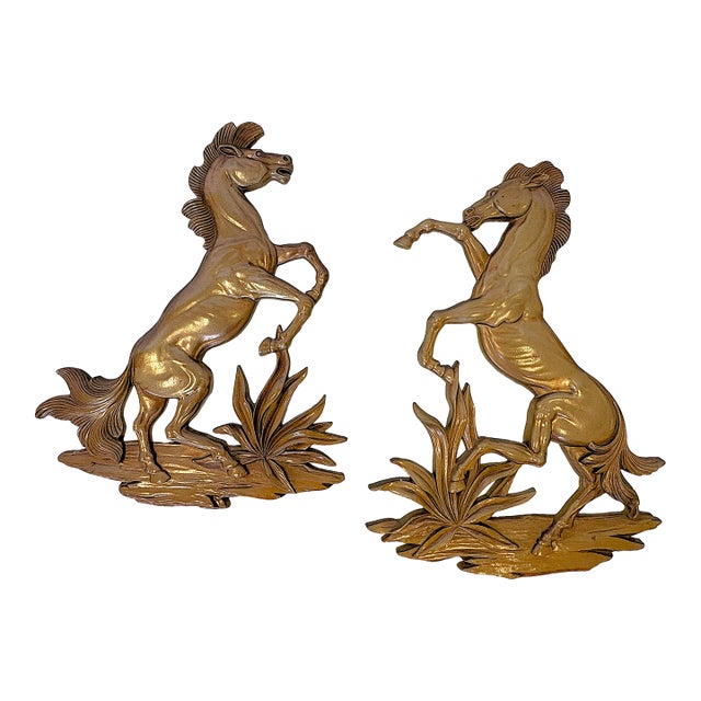 Vintage MCM Syroco Wood Rodeo Horses- A Pair For Sale