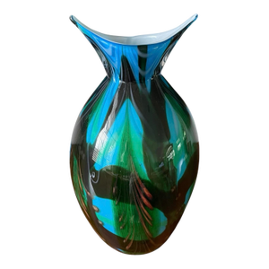 Sculptural Mid-Century Style Art Glass Vase – 14”