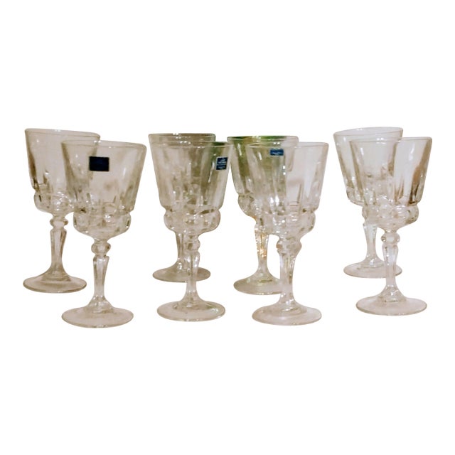 Vintage Lady Victoria Crystal Wine Glasses- Set of 8 For Sale