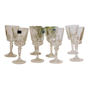 Vintage Lady Victoria Crystal Wine Glasses- Set of 8