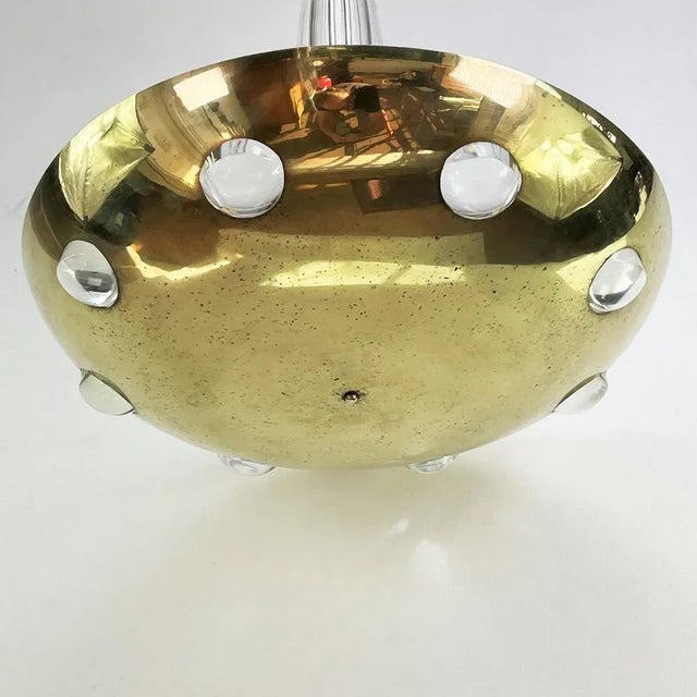 Art Deco Ceiling Lamp in Glass and Brass For Sale - Image 10 of 13