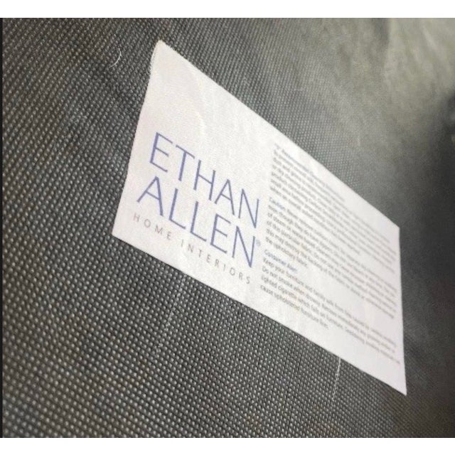 2000 - 2009 Ethan Allen Trillium Oversized Ottoman With Tufted Upholstery and Fringe For Sale - Image 5 of 6