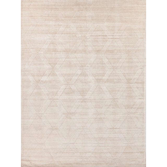 Exquisite Rugs Castelli Handmade Bamboo Silk & Cotton Light Beige Rug-6'X9' For Sale