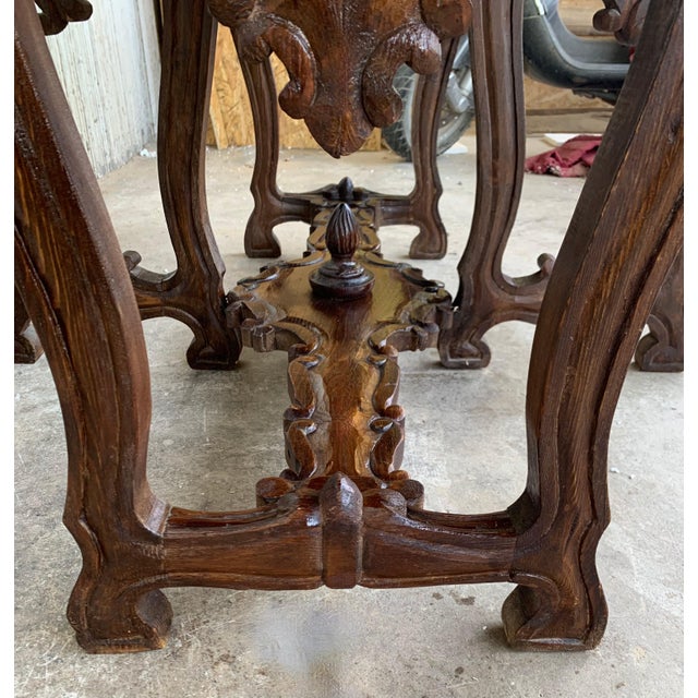 18th Century Carved Oak Gateleg Oval Table with Drawers and Lyre Legs For Sale - Image 10 of 18