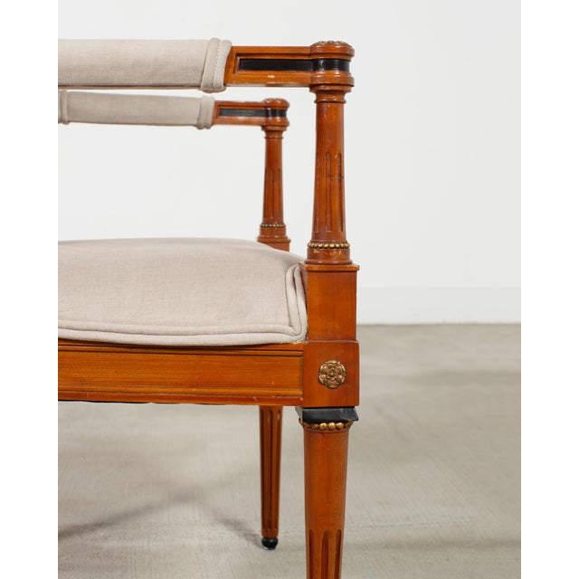 Set of Six French Directoire Style Dining Chairs Bronze Accents For Sale - Image 12 of 18