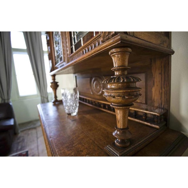 Neo-Renaissance Oak Cabinet with Stained Glass For Sale - Image 11 of 18
